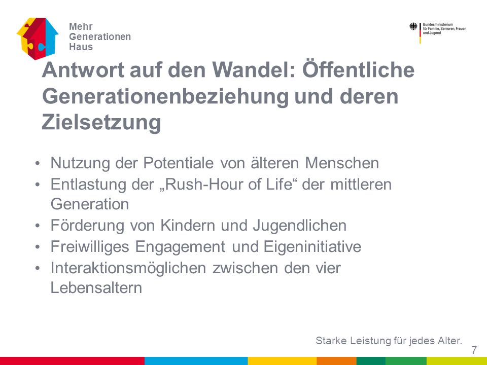 Antwort auf den Wandel: Öffentliche Generationenbeziehung und deren Zielsetzung