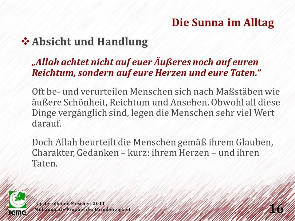 Die Sunna im Alltag Absicht und Handlung