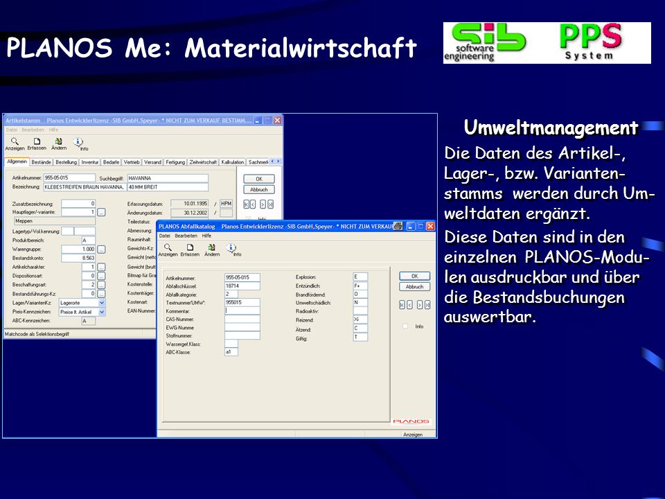 Analysedaten Umfassende variable Da-tenfelder stehen als Ergän-zung des Artikels oder ein-zelner Chargen für Ana-lysewerte zur Verfügung.