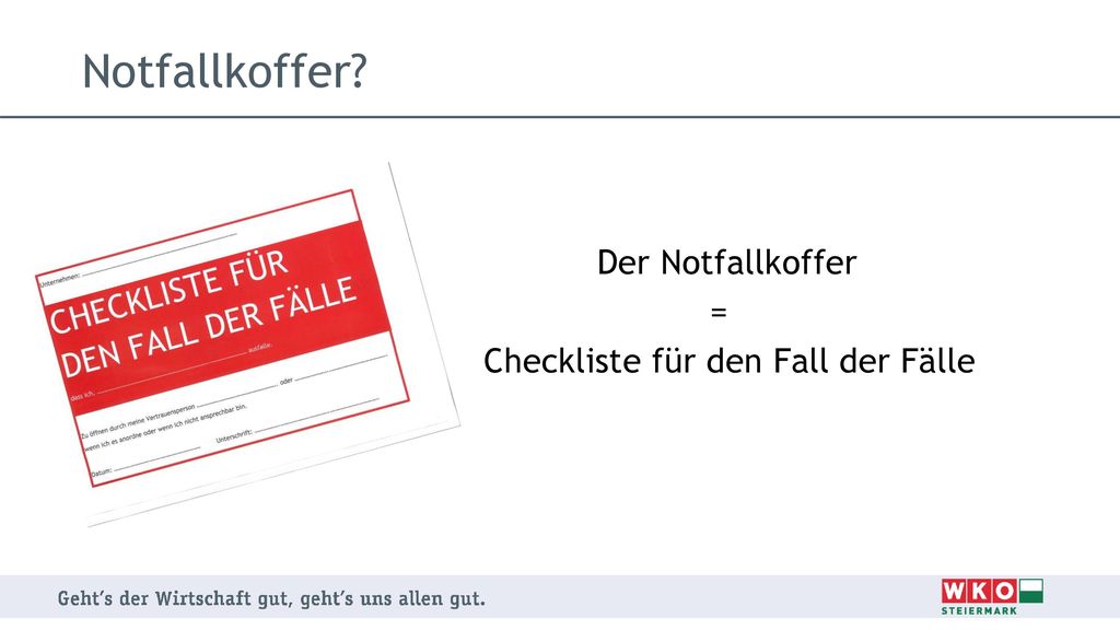 Checkliste für den Fall der Fälle