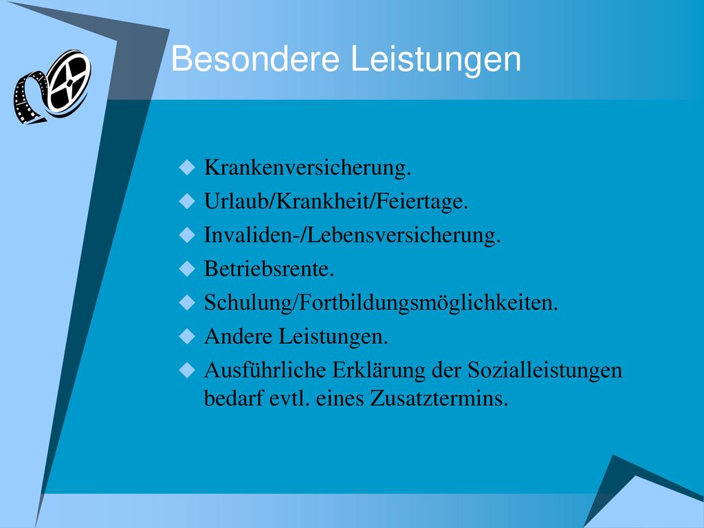 Besondere Leistungen Krankenversicherung. Urlaub/Krankheit/Feiertage.