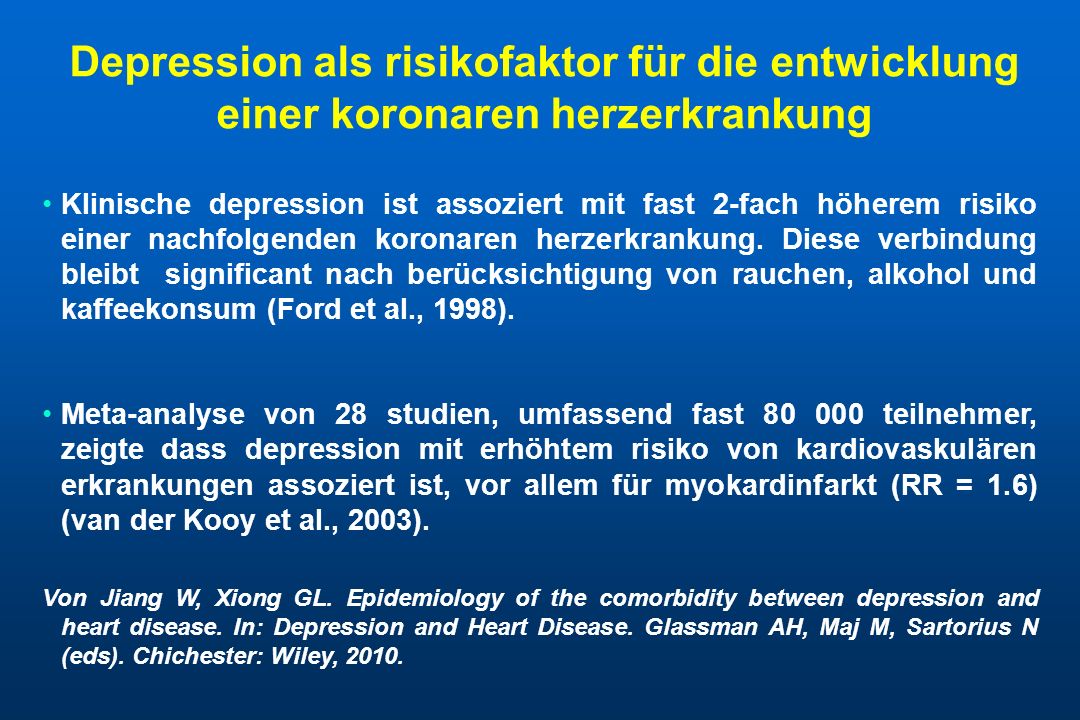 Depression als risikofaktor für die entwicklung einer koronaren herzerkrankung