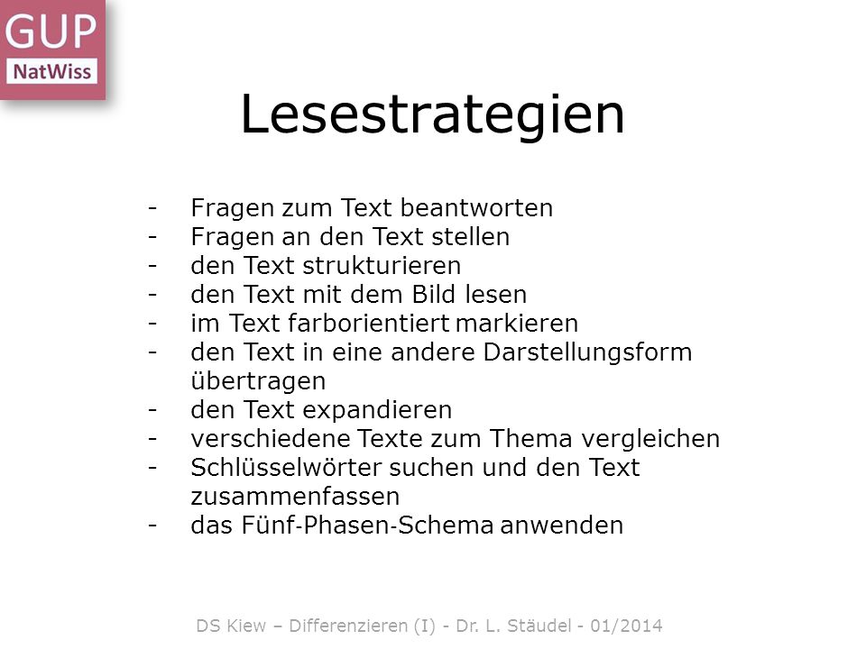 DS Kiew – Differenzieren (I) - Dr. L. Stäudel - 01/2014