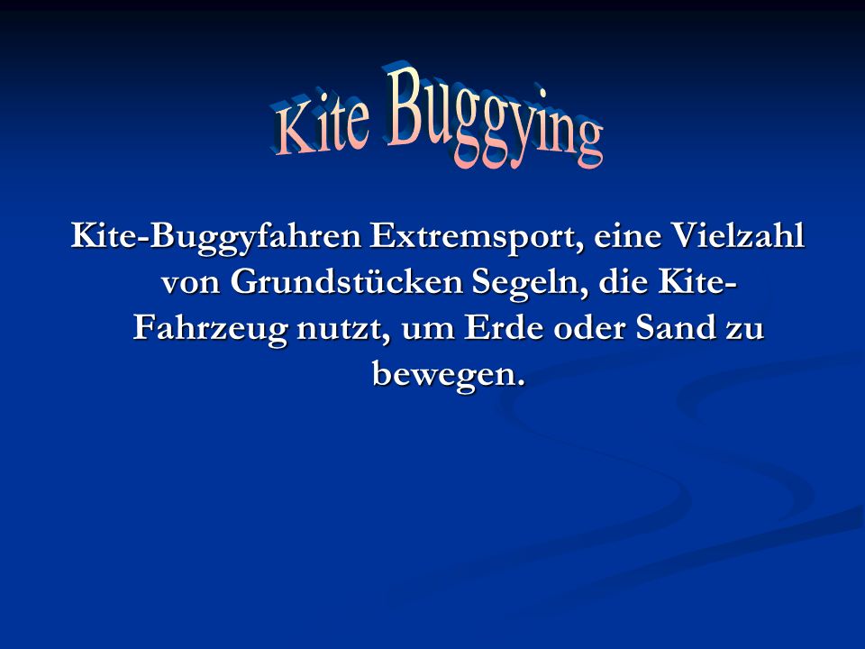 Kite Buggying Kite-Buggyfahren Extremsport, eine Vielzahl von Grundstücken Segeln, die Kite-Fahrzeug nutzt, um Erde oder Sand zu bewegen.