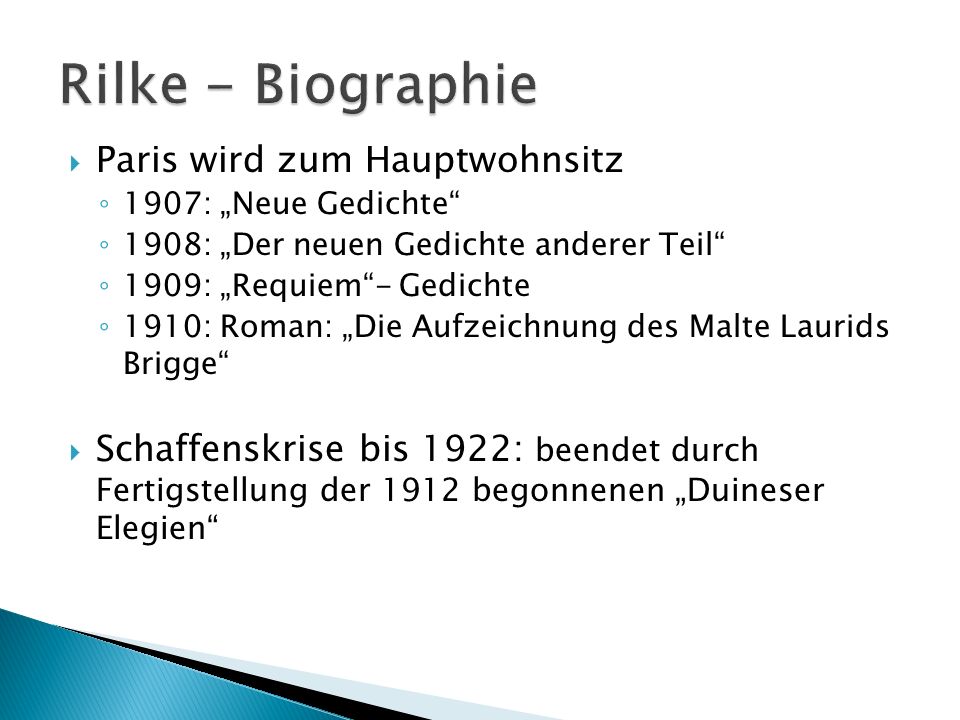 Rilke - Biographie Paris wird zum Hauptwohnsitz
