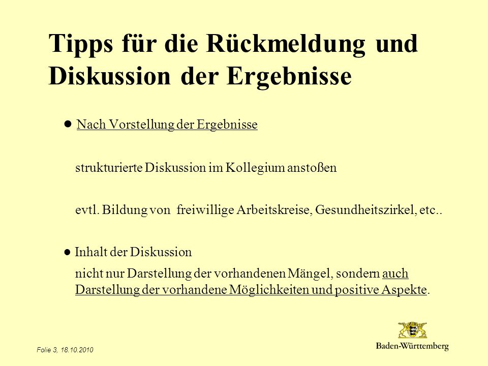 Tipps für die Rückmeldung und Diskussion der Ergebnisse