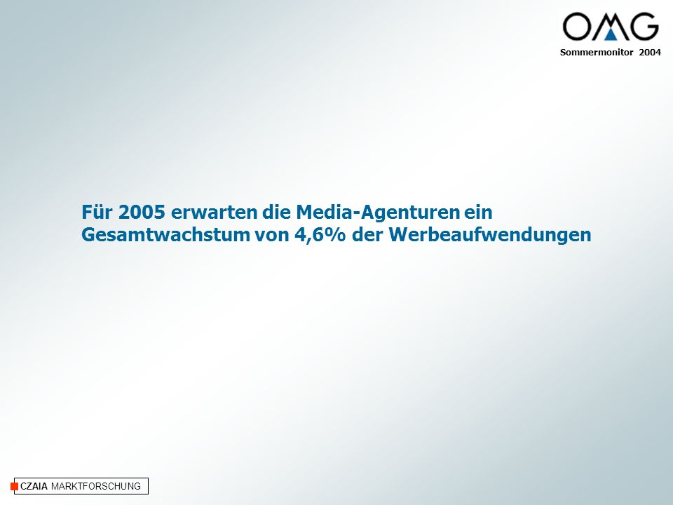 Für 2005 erwarten die Media-Agenturen ein