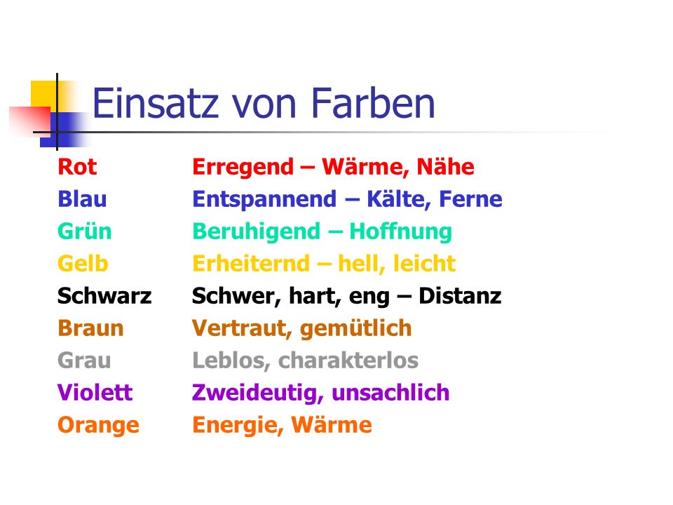 Einsatz von Farben Rot Erregend – Wärme, Nähe