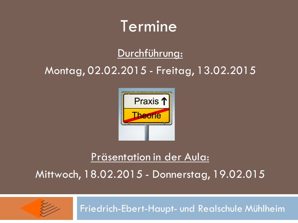 Präsentation in der Aula:
