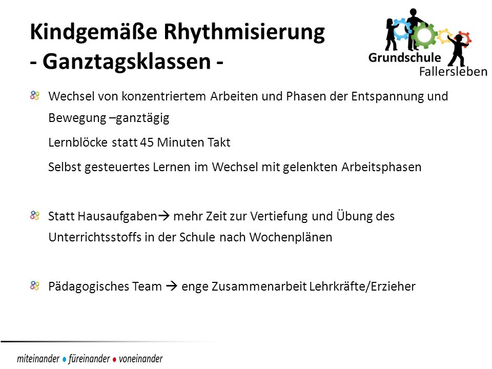 Kindgemäße Rhythmisierung - Ganztagsklassen -