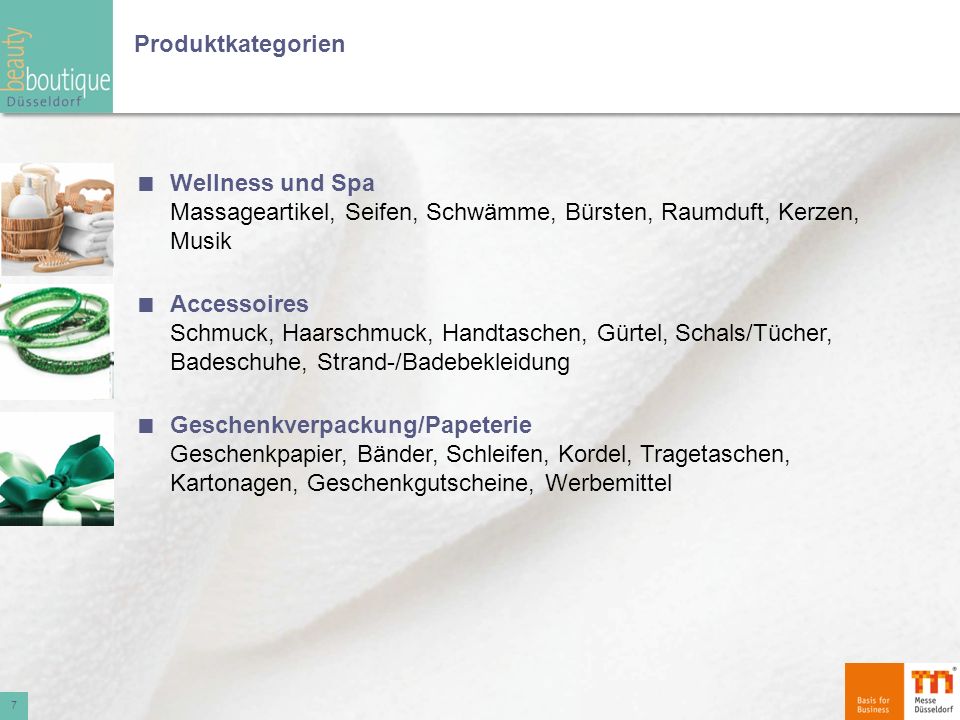 Produktkategorien Wellness und Spa Massageartikel, Seifen, Schwämme, Bürsten, Raumduft, Kerzen, Musik.