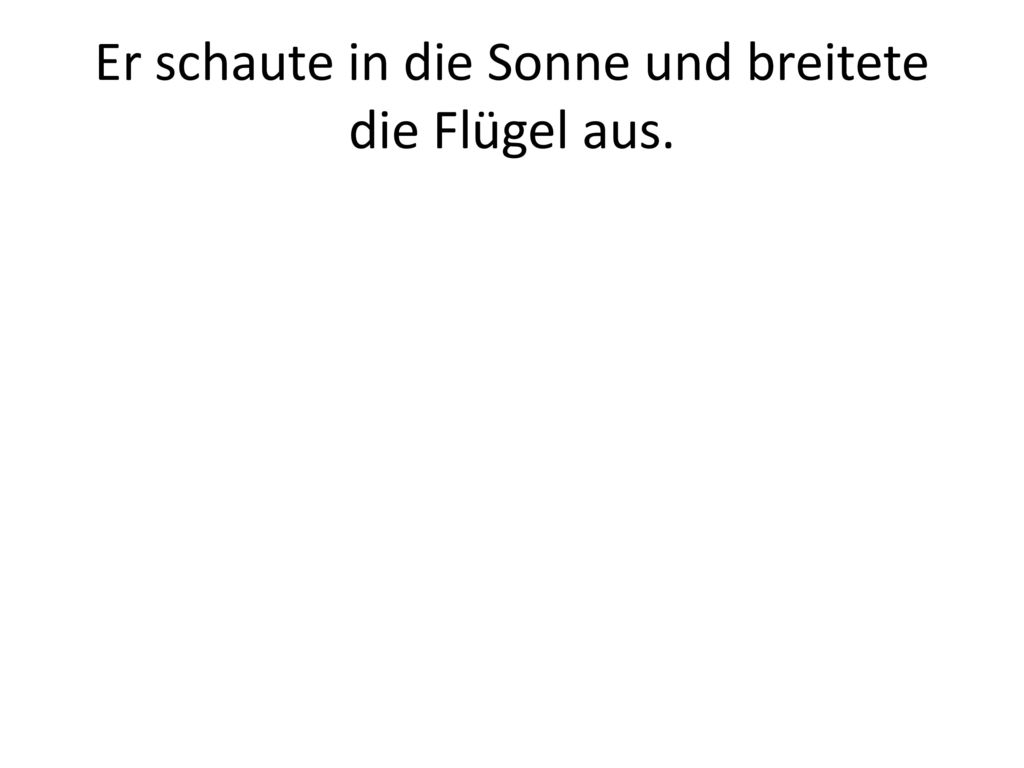 Er schaute in die Sonne und breitete die Flügel aus.