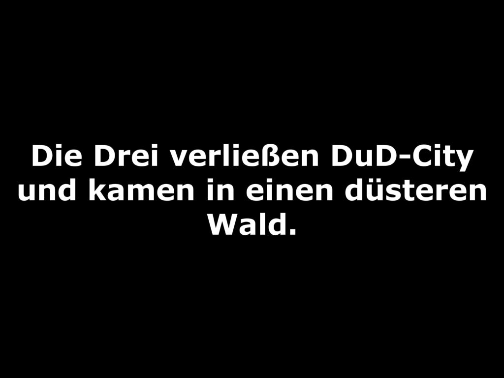 Die Drei verließen DuD-City und kamen in einen düsteren Wald.