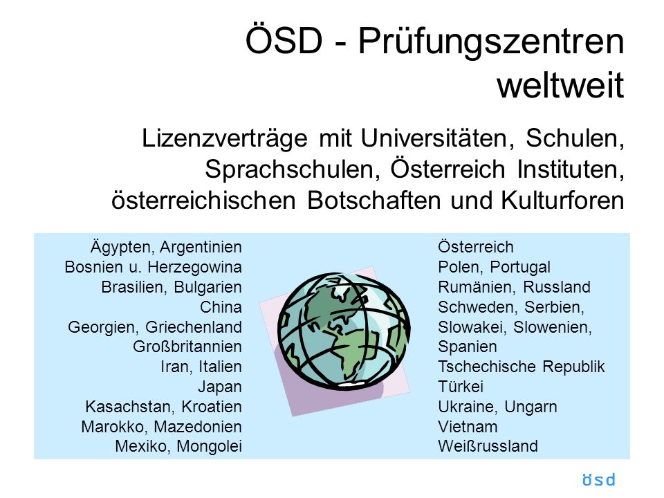 ÖSD - Prüfungszentren weltweit