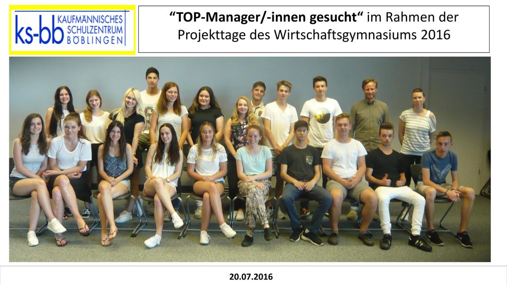 TOP-Manager/-innen gesucht im Rahmen der Projekttage des Wirtschaftsgymnasiums 2016