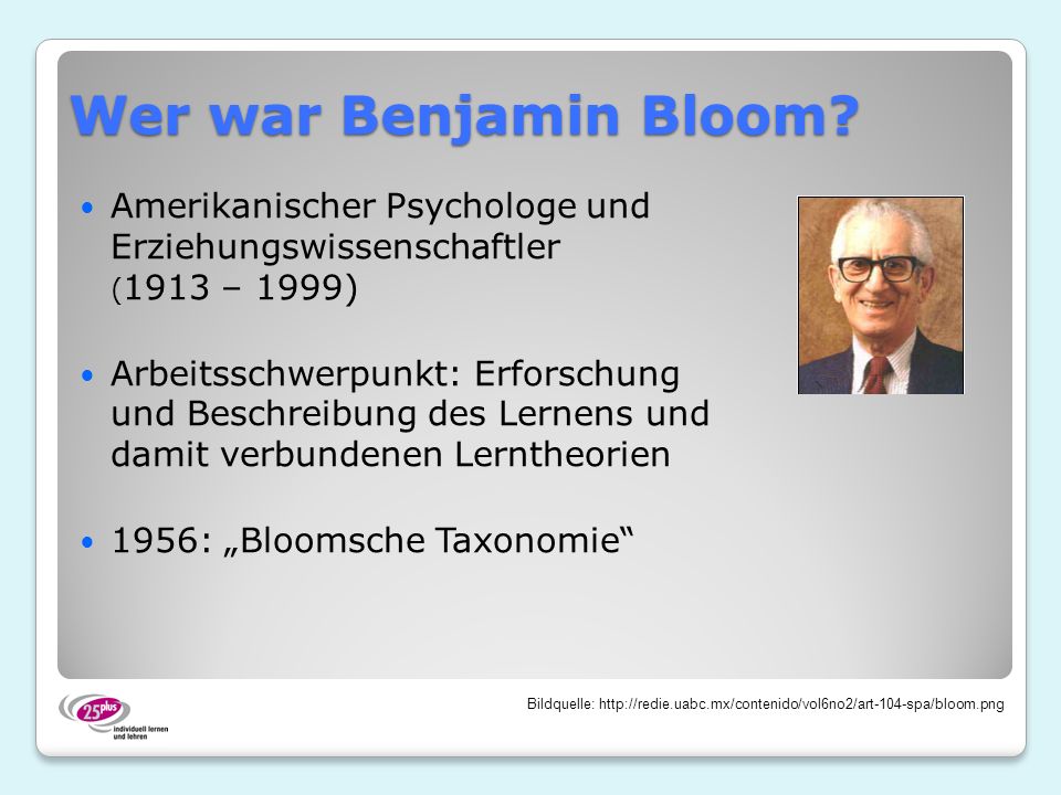 Wer war Benjamin Bloom Amerikanischer Psychologe und Erziehungswissenschaftler (1913 – 1999)