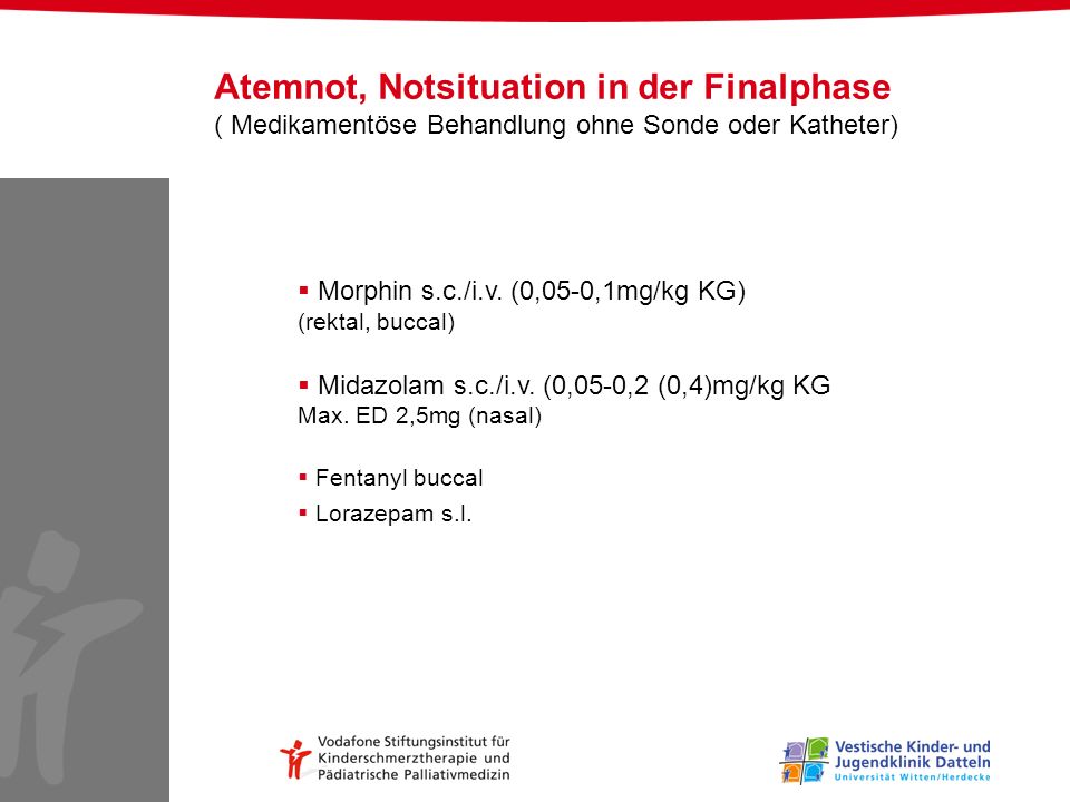 Atemnot, Notsituation in der Finalphase ( Medikamentöse Behandlung ohne Sonde oder Katheter)