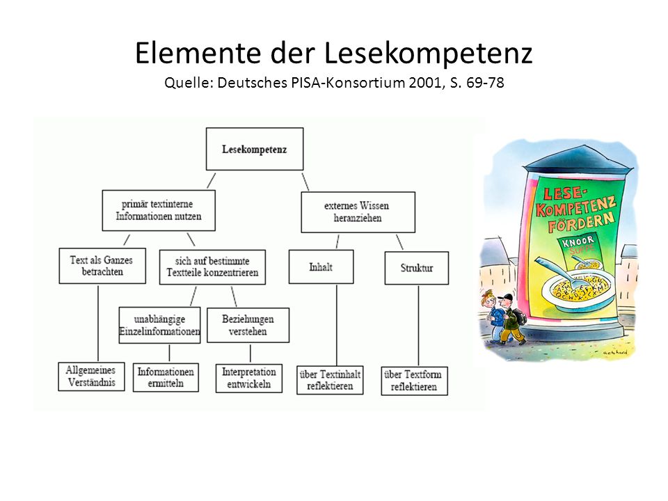 Elemente der Lesekompetenz Quelle: Deutsches PISA-Konsortium 2001, S