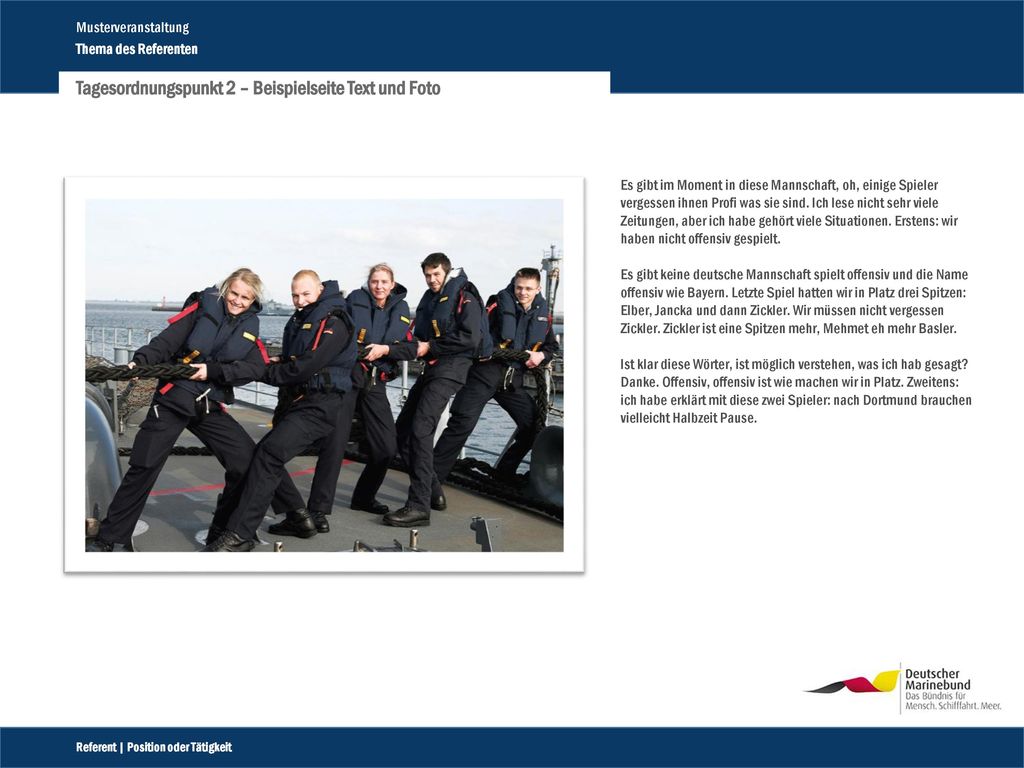 Tagesordnungspunkt 2 – Beispielseite Text und Foto