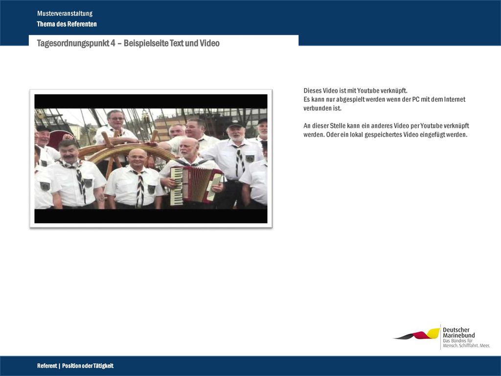 Tagesordnungspunkt 4 – Beispielseite Text und Video