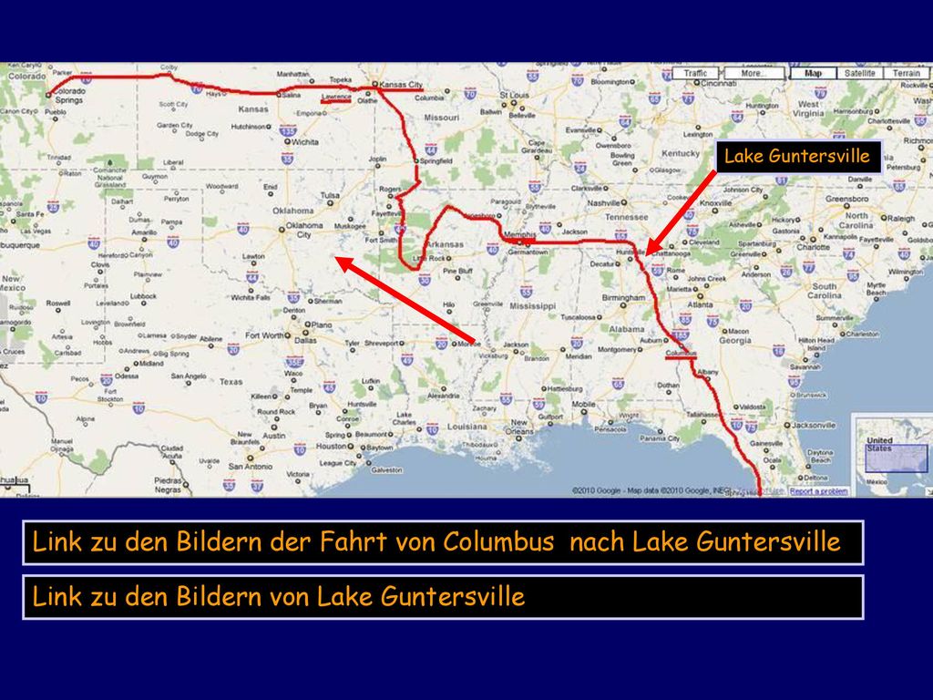 Link zu den Bildern der Fahrt von Columbus nach Lake Guntersville