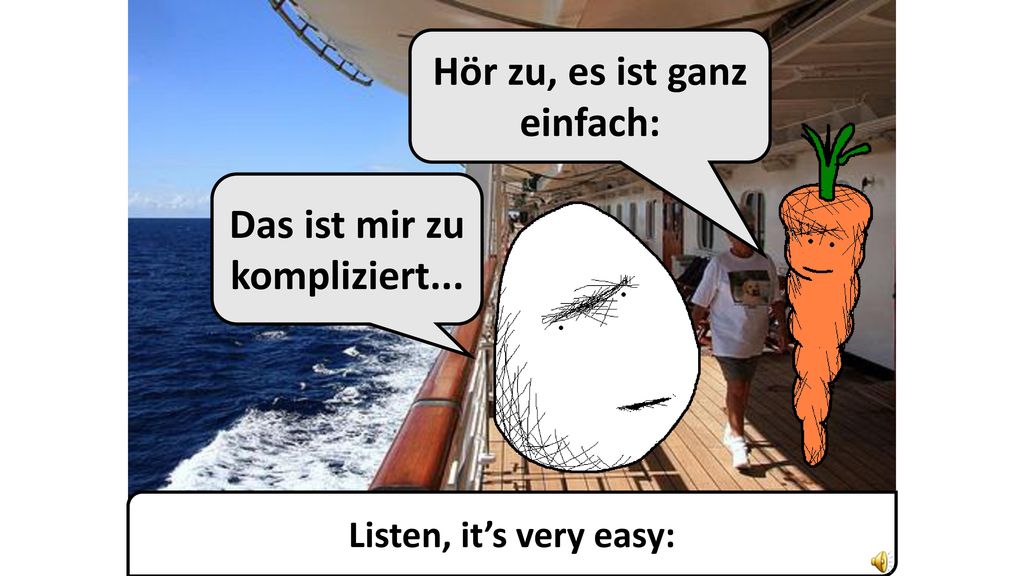 Hör zu, es ist ganz einfach: Das ist mir zu kompliziert...