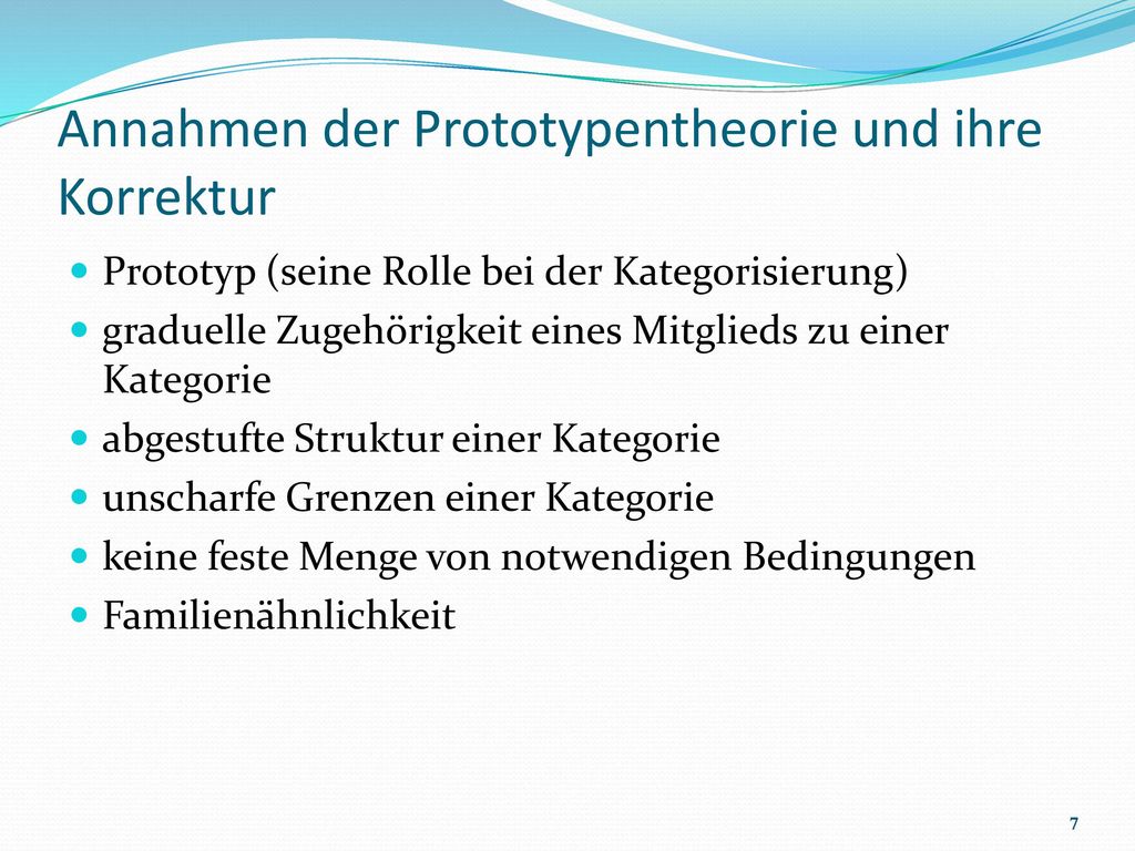 Annahmen der Prototypentheorie und ihre Korrektur