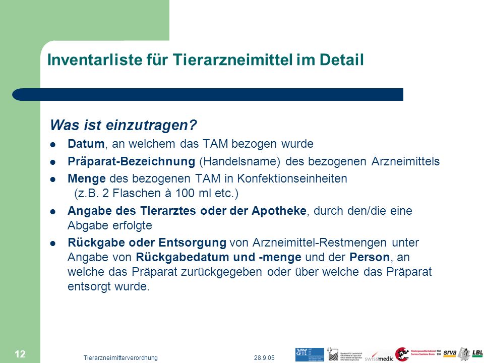Inventarliste für Tierarzneimittel im Detail