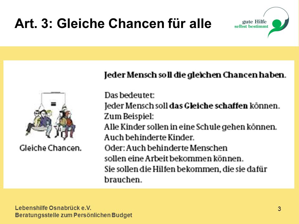 Art. 3: Gleiche Chancen für alle