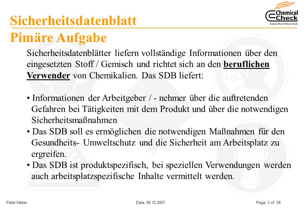 Sicherheitsdatenblatt Pimäre Aufgabe