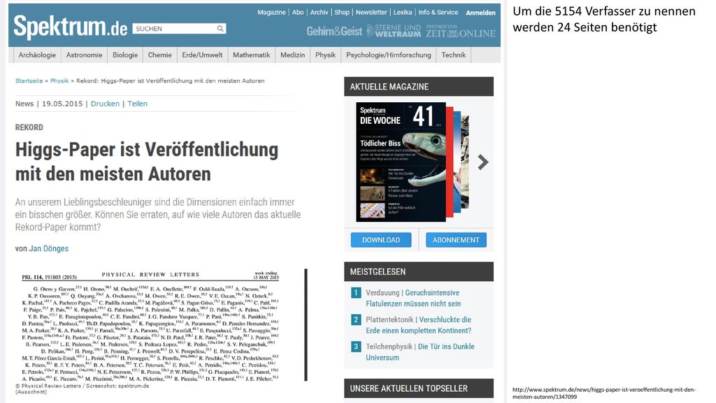 Um die 5154 Verfasser zu nennen werden 24 Seiten benötigt