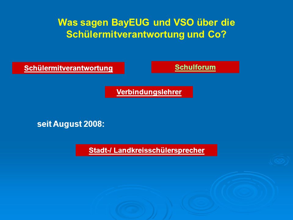 Was sagen BayEUG und VSO über die Schülermitverantwortung und Co