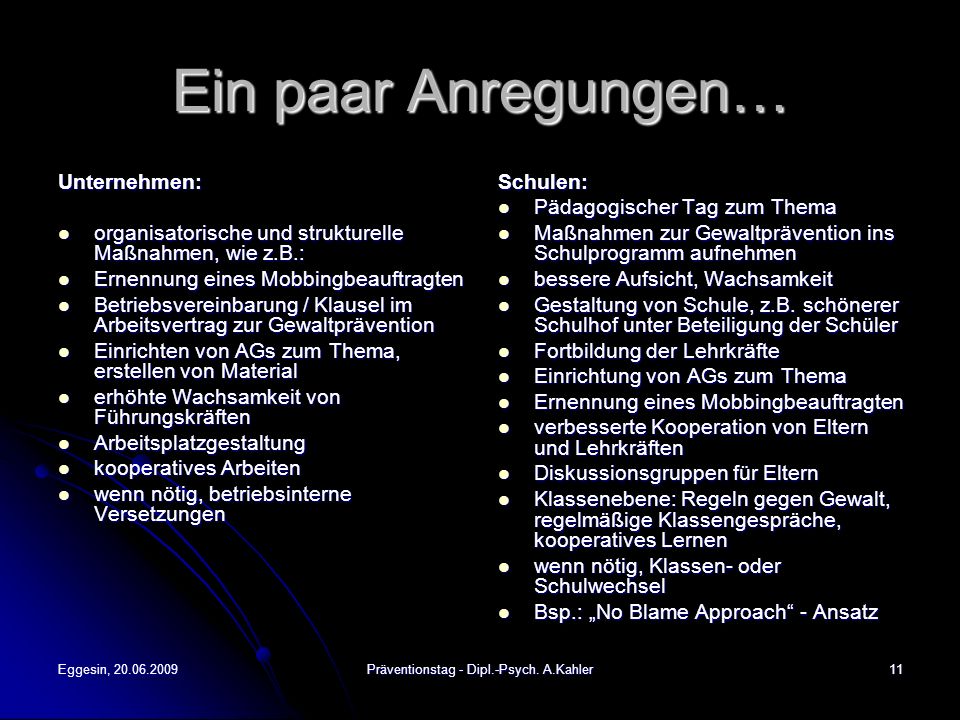 Präventionstag - Dipl.-Psych. A.Kahler