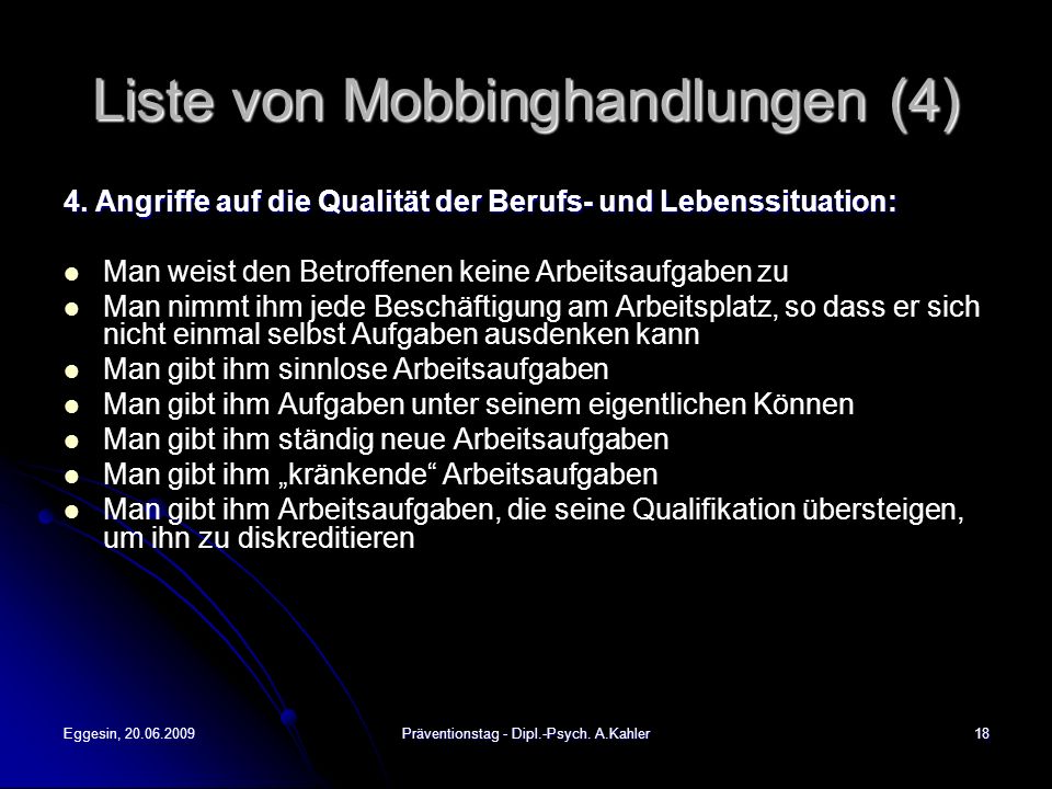 Liste von Mobbinghandlungen (4)