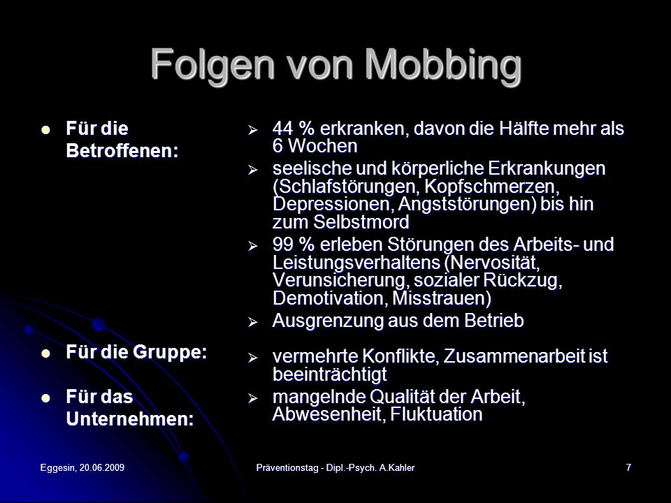 Präventionstag - Dipl.-Psych. A.Kahler