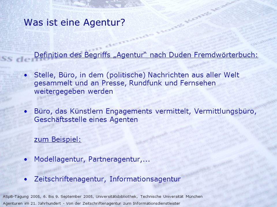 Was ist eine Agentur Definition des Begriffs „Agentur nach Duden Fremdwörterbuch: