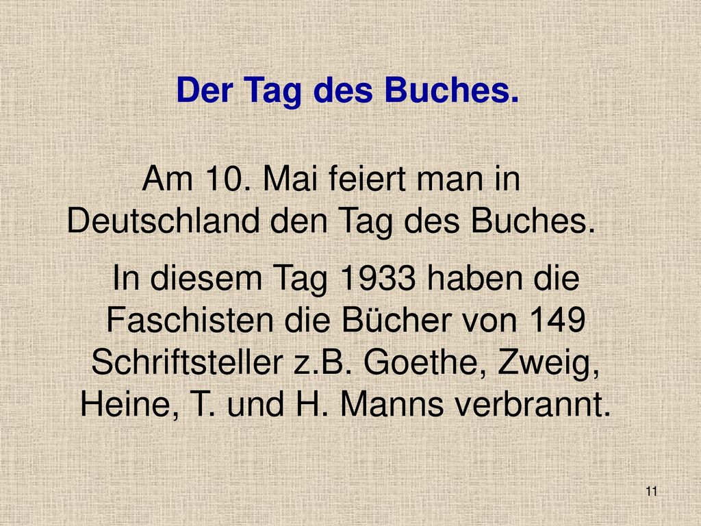 Am 10. Mai feiert man in Deutschland den Tag des Buches.