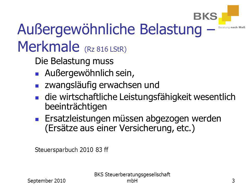 Außergewöhnliche Belastung – Merkmale (Rz 816 LStR)