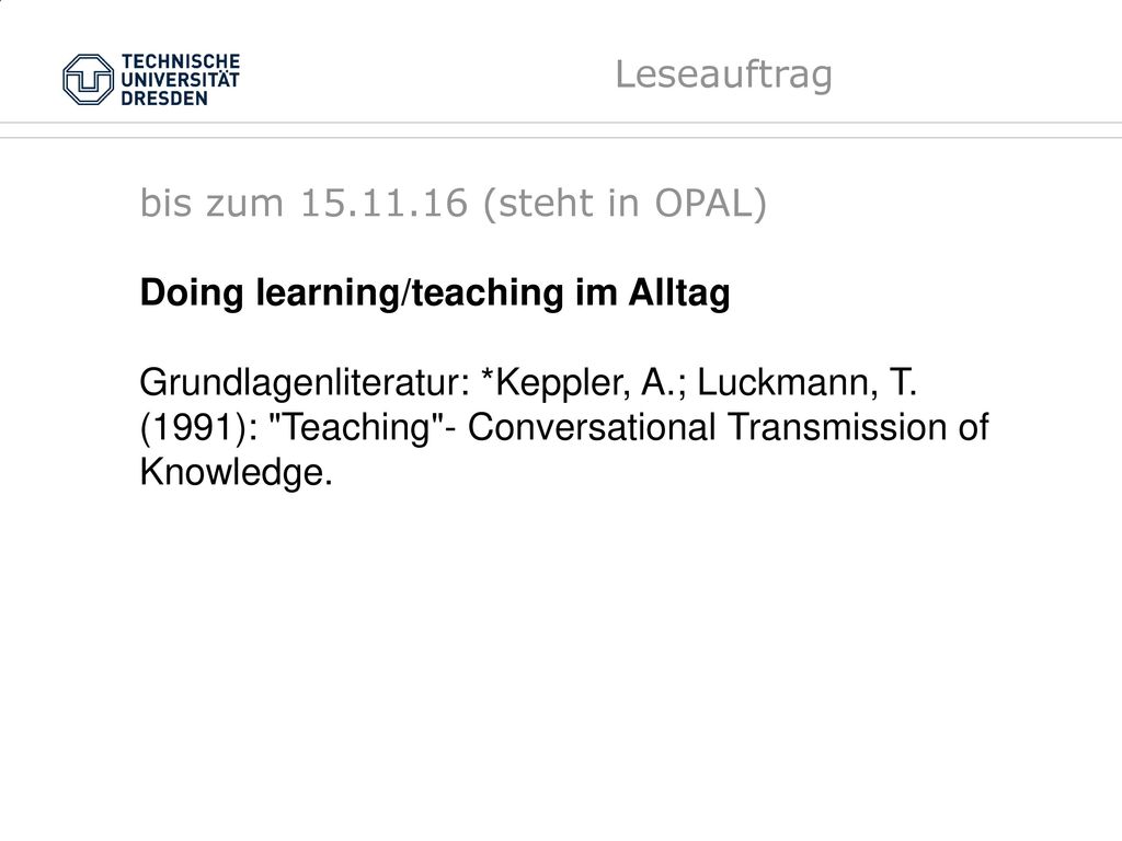 Doing learning/teaching im Alltag