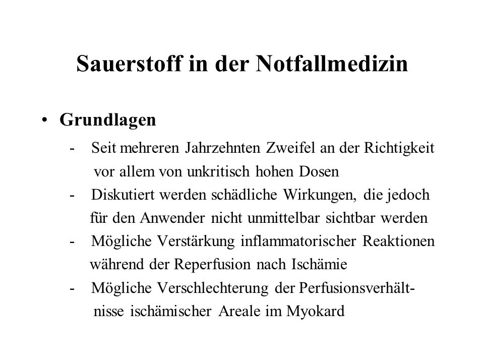 Sauerstoff in der Notfallmedizin