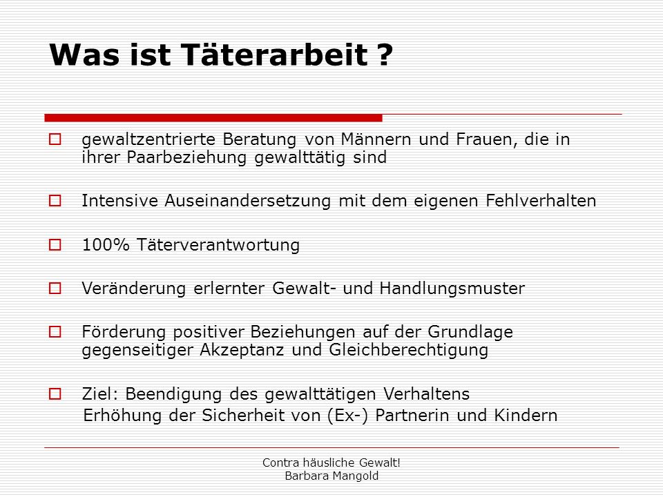 Contra häusliche Gewalt! Barbara Mangold