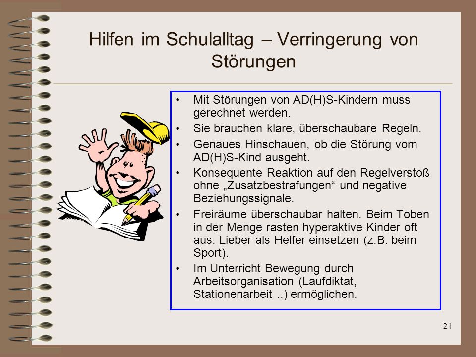 Hilfen im Schulalltag – Verringerung von Störungen