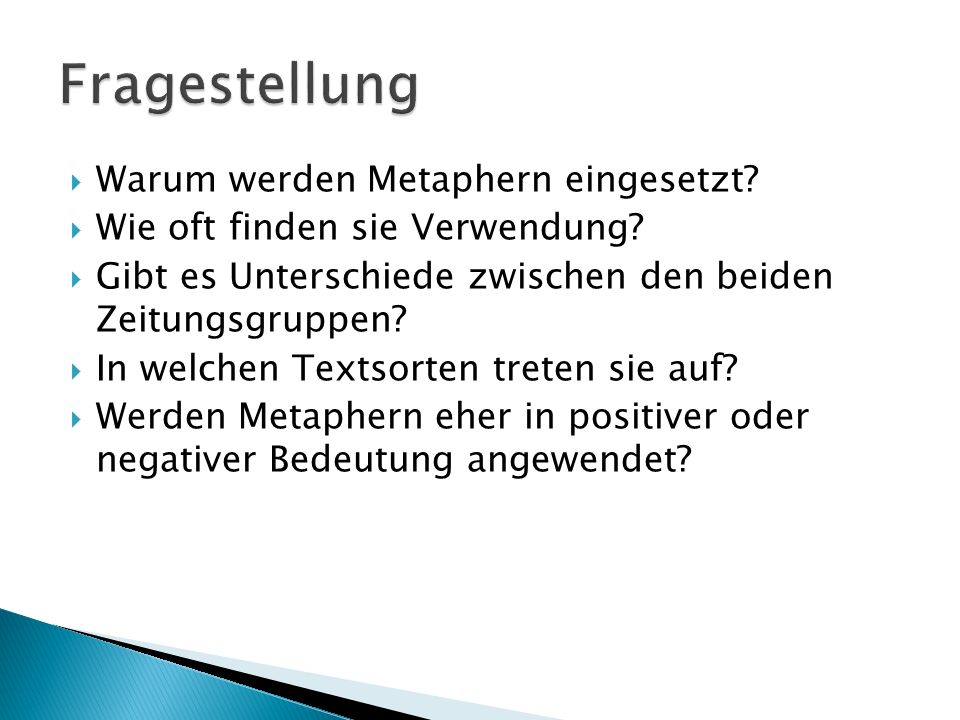 Fragestellung Warum werden Metaphern eingesetzt