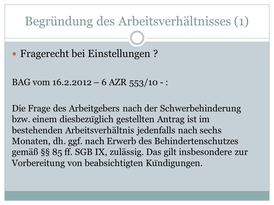 Begründung des Arbeitsverhältnisses (1)
