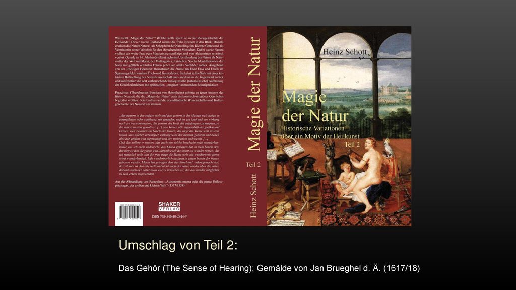 Umschlag von Teil 2: Das Gehör (The Sense of Hearing); Gemälde von Jan Brueghel d. Ä. (1617/18)