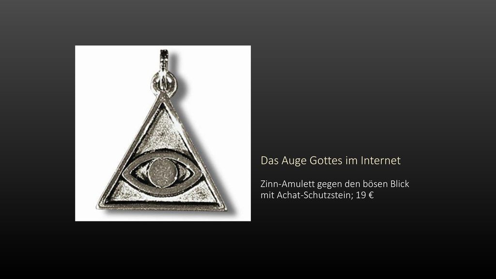 Das Auge Gottes im Internet Zinn-Amulett gegen den bösen Blick mit Achat-Schutzstein; 19 €