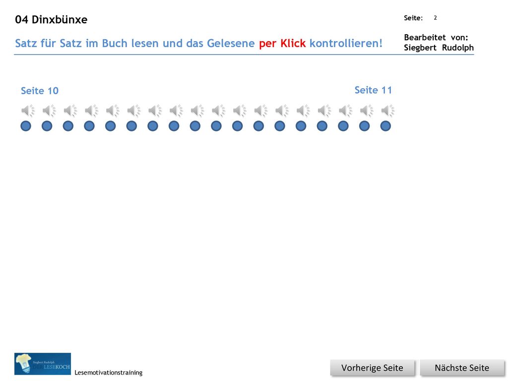 Satz für Satz im Buch lesen und das Gelesene per Klick kontrollieren!