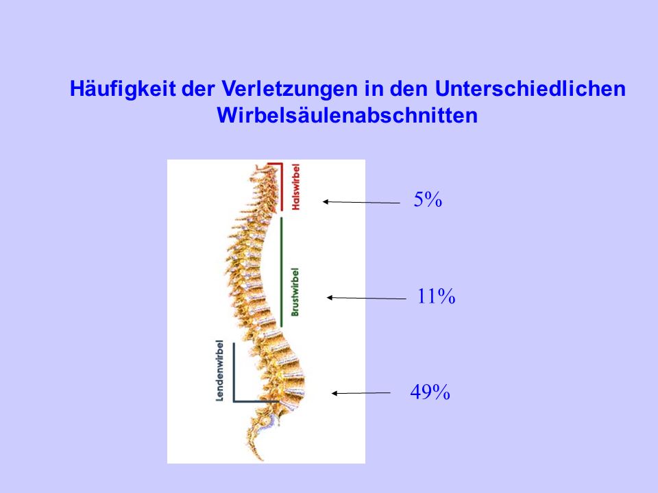 Häufigkeit der Verletzungen in den Unterschiedlichen