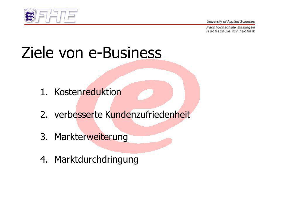 Ziele von e-Business Kostenreduktion verbesserte Kundenzufriedenheit