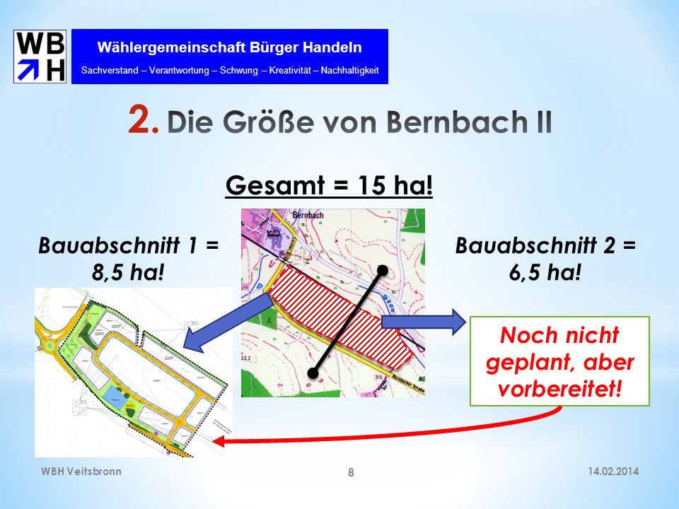 Die Größe von Bernbach II Noch nicht geplant, aber vorbereitet!